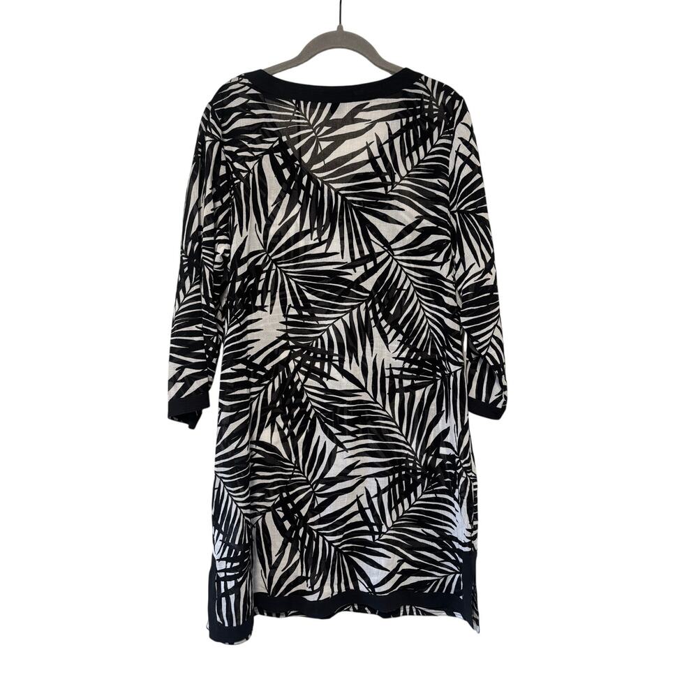 Lands’ End Swim Cover Up Tunic Medium 10-12 Black White Tropical Palm Cotton - Picture 7 of 7